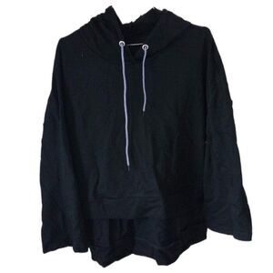 New Fisoew Women's Black Oversize Hooded Pullover Sweatshirt
